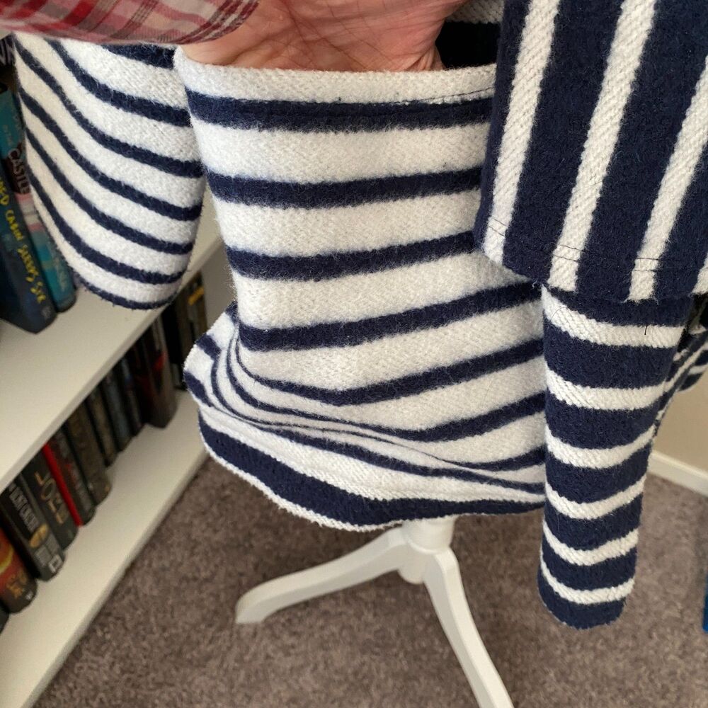 Anthropologie STARK X Navy White Stripe Skipper Sweater Stripe Cardigan Size LP - Picture 6 of 10